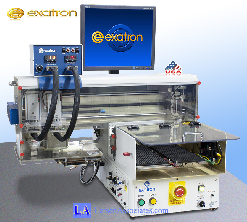 Exatron Mini Desktop Tabletop IC Handler for Lab use with dual thermal head, dual trays, table top ATE.